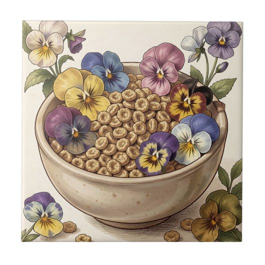 Einfallslose Stiefmütterchen-Blumen-Cereal-Schale Fliese (Vorderseite)