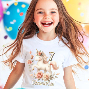 Einfallsreiche Pastellrosen Einhorn Geburtstag T-Shirt