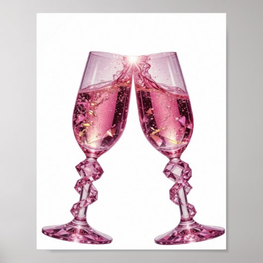 Einfallsreiche silberne CHAMPAGNERGLÄSER Poster (Vorne)