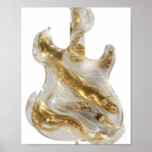 Einfallsreiche silberne GOLDENE ELEKTRISCHE GITARR Poster