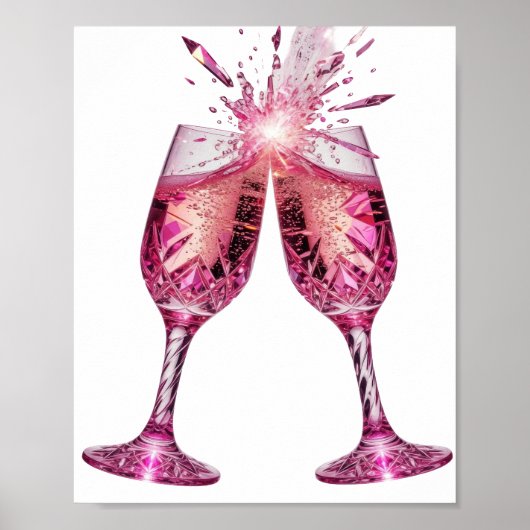 Einfallsreiche silberne PINK CHAMPAGNER GLÄSER Poster (Vorne)