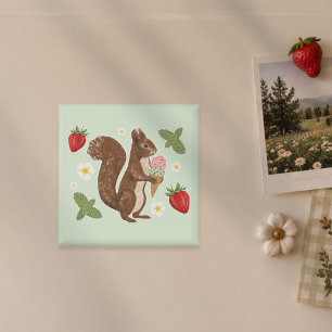 Einfallsreicher Eichhörnchen-Eiscreme-Erdbeer-Wald Magnet