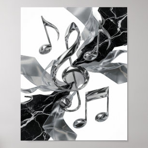 Einfallsreicher Silber MUSIC IN MOTION Custom-Desi Poster