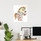 Einfallsreiches Einhorn liest Buch Poster (Heimbüro)