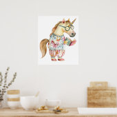 Einfallsreiches Einhorn liest Buch Poster (Küche)