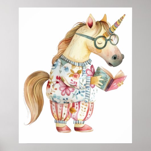 Einfallsreiches Einhorn liest Buch Poster (Vorne)