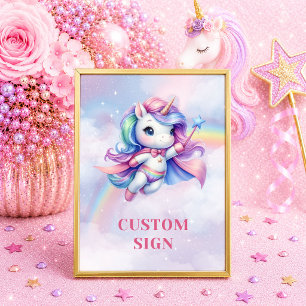 Einfallsreiches Einhorn Pastellfarben Geburtstags- Poster