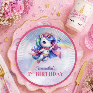 Einfallsreiches Einhorn Pastellfarben Mädchen Part Pappteller