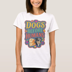 Einfallsreiches Gelb HUNDE VOR MENSCHEN Künstleris T-Shirt