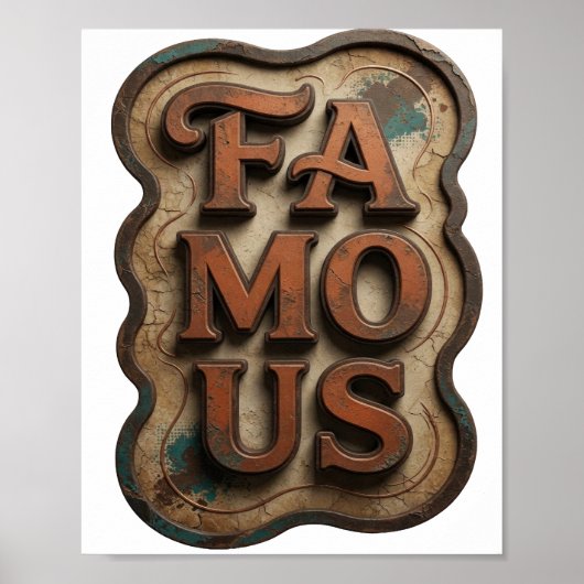 Einfallsreiches Orange FAMOUS Statement Design Poster (Vorne)