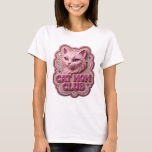 Einfallsreiches rosa CAT MOM CLUB künstlerisches M T-Shirt