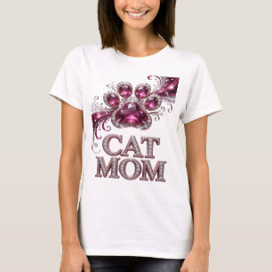 Einfallsreiches rosa CAT MOM Statement Design T-Shirt