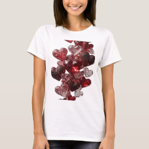 Einfallsreiches Silber HEARTS AND GLITTER 3D-Text- T-Shirt