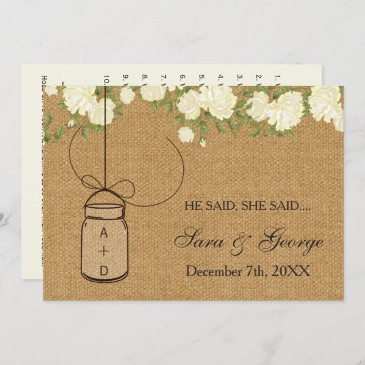 Einfaltspinsel Er sagte, sie sagte Brautparty-Spie Einladung (Vorne/Hinten)