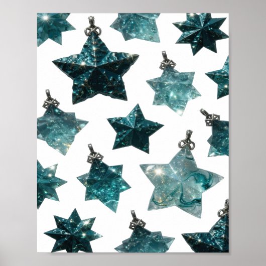 Einfangende Silber BLUE STAR ORNAMENTE Poster (Vorne)
