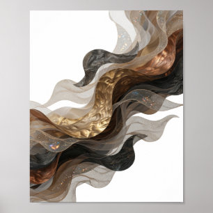Einfangende Silberne ABSTRACTE KUNST Poster