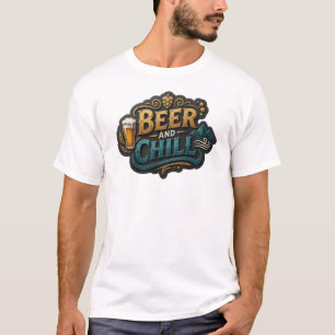 Einfangendes BIER UND CHILL Druck T-Shirt