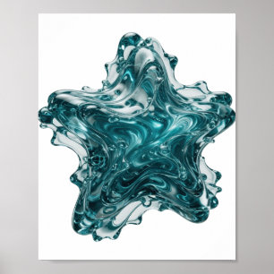 Einfangendes Silber BLUE STAR Textdesign Poster