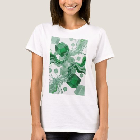 Einfangreich grünes ABSTRACT ART Statement T-Shirt (Vorderseite)