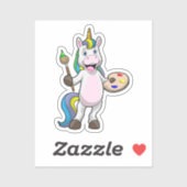 Einfärben beim Anmalen mit Pinsel und Farbe Aufkleber (Blatt)