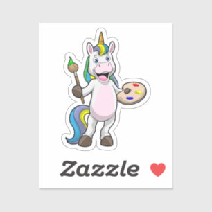 Einfärben beim Anmalen mit Pinsel und Farbe Aufkleber