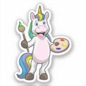 Einfärben beim Anmalen mit Pinsel und Farbe Aufkleber (Vorderseite)