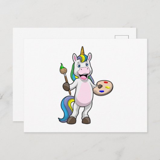 Einfärben beim Anmalen mit Pinsel und Farbe Postkarte (Vorne/Hinten)