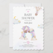 Einfarben- und Rainbow-Babydusche Einladung (Vorderseite)