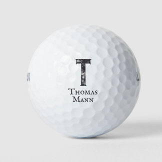 Einfarbig graue Initialen und Name Golfball