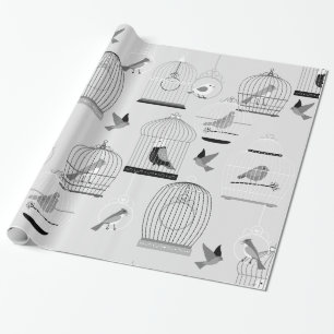 einfarbig graue Voliere Vogelkäfig Vögel Geschenkpapier