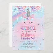 Einfarbig-pink lila-silberner Geburtstag einladen. Einladung (Vorne/Hinten)