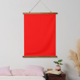 Einfarbig Rot 66x91cm Vertikal Wandteppich Mit Holzrahmen