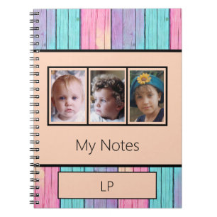 Einfarbige 3 Foto-Initialen-Pfirsich Notizblock