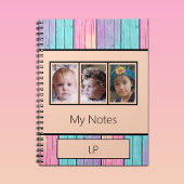 Einfarbige 3 Foto-Initialen-Pfirsich Notizblock