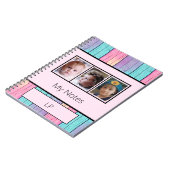 Einfarbige 3 Foto-Initialen pink Notizblock (Linke Seite)