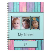 Einfarbige 3 Foto-Initialen türkis Notizblock (Vorderseite)