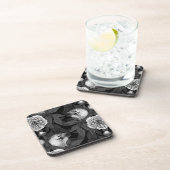 Einfarbige Blume von Vögeln und Birnen, grau Getränkeuntersetzer (Rechte Seite)