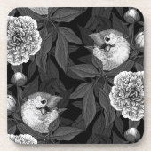 Einfarbige Blume von Vögeln und Birnen, grau Getränkeuntersetzer (Vorderseite)