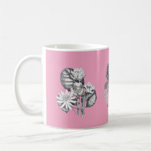 Einfarbige Blumen auf rosa Hintergrund Kaffeetasse