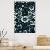 einfarbige Blumengestalt: Schwarz-Weiß Poster (Küche)