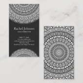 Einfarbige BlumenMandala-Verzierung Visitenkarte (Vorne/Hinten)