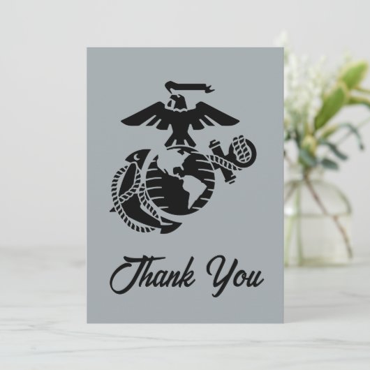 Einfarbige EGA - Schwarz Dankeskarte (Stehend Vorderseite)