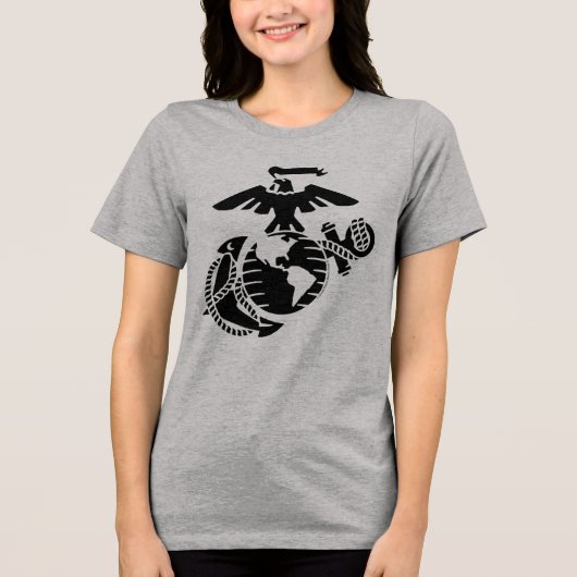 Einfarbige EGA - Schwarz Tri-Blend Shirt (Vorderseite)