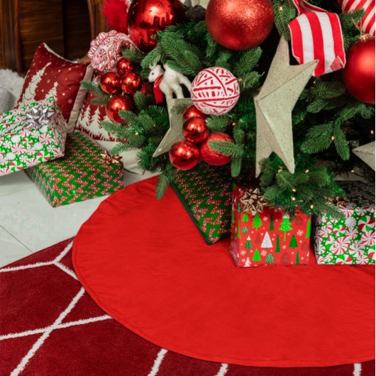 Einfarbige Farbe Rot Polyester Weihnachtsbaumdecke