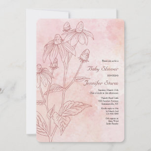 Einfarbige florale Babyparty-Einladung Einladung