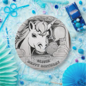 Einfarbige Geburtstagspolette, Individuelle Name Pappteller (Party)