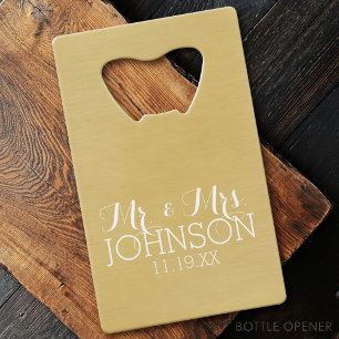 Einfarbige Goldene - Mr & Mrs Hochzeitsgeschenke Kreditkarten Flaschenöffner