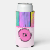 Einfarbige Initialen in Rosa hinzufügen Selters Dosenkühler (Seltzer Vorderseite)