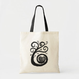 Einfarbige Pflanze des Curly Inky Heart Tote Bag Tragetasche