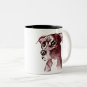 Einfarbige Pitbull HundeAquarell-Malerei Zweifarbige Tasse (VorderseiteRechts)
